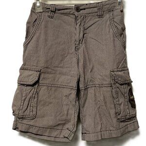 Boys Old Navy Brown & White Striped Cargo Shorts Size 10 Adjustable Waist
